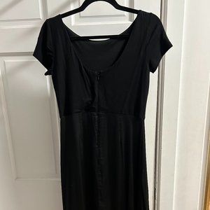 Cap Sleeve Boat Neck Black Dress